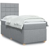 vidaXL Box spring postelja z vzmetnico svetlo siv 100x200 cm blago, (21292081) | Shoptok.si