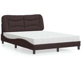  Postelja z vzmetnico temno rjav 120x200 cm blago Cene