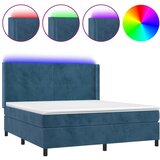 The Living Store Box spring postelja z vzmetnico LED temno modra 160x200cm žamet - Box Spring Postelja, (21489962) | Shoptok.si