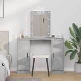 vidaXL Make-up Miza z LED Svetlobami Betonsko Siva 102x33x135 cm, (22008790) | Shoptok.si