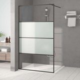 Pregrada za tuš crna 115 x 195 cm s napola mutnim staklom ESG Cene