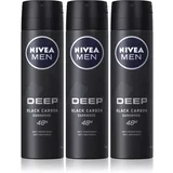 Nivea Men Deep Black Carbon Darkwood antiperspirant u spreju 3 x 150 ml (ekonomično pakiranje) za muškarce