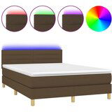 Maison Chic Box spring postelja - Vzmetna postelja z vzmetnico LED temno rjava 140x200cm blago SL3413, (21903390) | Shoptok.si
