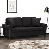 vidaXL Kavč dvosed z okrasnimi blazinami črn 140 cm žamet | Shoptok.si