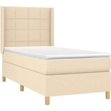 Box spring postelja z vzmetnico LED krem 100x200 cm blago, (20901063) | Shoptok.si