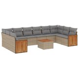 Maison Chic Seti vrtnega pohištva - Vrtna garnitura - Vrtni pohištvo set 11-delna z blazinami bež poli ratan, (21818209) | Shoptok.si