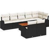  9-delni vrtni kavč set z blazinami črna Poli ratan Akacija, (22092580) | Shoptok.si
