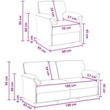  Set sofe 2 kom. Svjetlosiva Baršun | shoptok.hr