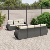 Maison Chic Seti vrtnega pohištva - Vrtna garnitura - Vrtni pohištvo set 8-delna z blazinami črn poli ratan, (21799439) | Shoptok.si