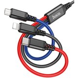 Hoco usb kabal X76 3u1 usb a na lightning / micro usb / type c 2A 1 m crni / crveni / plavi Cene