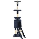 vidaXL Penjalica za mačke sa stupovima za grebanje od sisala 138 cm tamnoplava | shoptok.hr