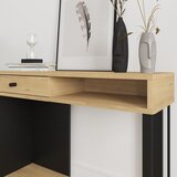 Marckeric Črna/v naravni barvi stranska mizica z mizno ploščo v hrastovem dekorju 35x100 cm Saturne – | Shoptok.si