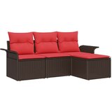  Vrtna sedežna garnitura z blazino 4 pcs Rjava poli ratan, (5000146604) Slike