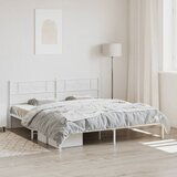 Maison Chic Kovinski Posteljni okvir - Dvoposteljna postelja - Zakonska postelja z vzglavjem bel 200x200 cm, (21692458) | Shoptok.si