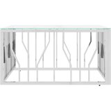  Stolić za kavu srebrni 80x80x40 cm nehrđajući čelik i staklo Srebrna | Shoptok.si