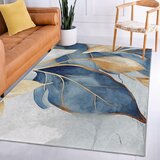 Mila Home modra/zlata pralna preproga 120x180 cm golden leaves – | Shoptok.si