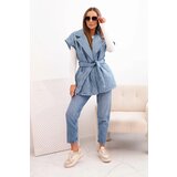 Kesi Włoski Women's quilted vest with a belt and wide collar denim | shoptok.hr