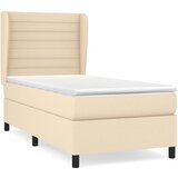 vidaXL Box spring postelja z vzmetnico krem 100x200 cm blago, (20894207) | Shoptok.si