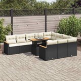  11-dijelni set vrtnih sofa poliratan i bagrem s jastucima crni | shoptok.hr