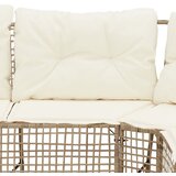  Vrtna sofa L-oblika sa jastucima i tabureom bež od poliratana | shoptok.hr