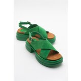 LuviShoes Most Women's Green Suede Genuine Leather Sandals cene