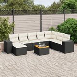 vidaXL 9-dijelni set vrtnih sofa s jastucima crni od poliratana | shoptok.hr