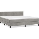  Box spring postelja z vzmetnico svetlo siva 160x200 cm žamet, (20790972) | Shoptok.si