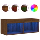 Maison Chic TV omarica - TV stojalo - Televizijska omarica z LED lučkami rjavi hrast 80x30x30 cm, (21700597) Cene