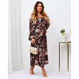 Resti Black and brown floral maxi dress for women | Shoptok.si
