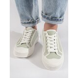 Shelvt Light green women's platform sneakers | ePonuda.com