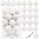  Set Božićnih kuglica bijele boje, 6 cm - 20 komada | shoptok.hr