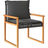  3-dijelni bistro set s jastucima poliratan i drvo bagrema crni | Eponuda.com