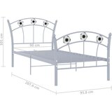 vidaXL Okvir za krevet s nogometnim uzorkom sivi metalni 90 x 200 cm | shoptok.hr