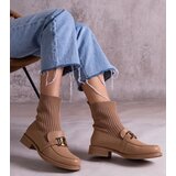 Gemre Dark beige ankle boots with fabric upper by Kris | ePonuda.com
