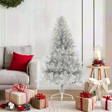 vidaXL Umjetna preddekorirana božićna jelka srebrna 150 cm PET | Shoptok.si