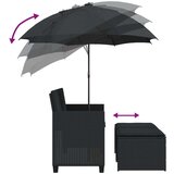  Vrtni dvosjed sa suncobranom i tabureima crni od poliratana | shoptok.hr