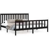 Maison Chic Posteljni okvir - Dvoposteljna postelja - Zakonska postelja z vzglavjem črn 200x200 cm trdna borovina-J5890, (21766445) | Shoptok.si