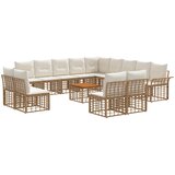 Set vanjskih sofa 14 kom. Prirodna i krema bijela Poliester | shoptok.hr