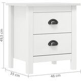  Noćni ormarić Hill bijeli 46 x 35 x 49,5 cm od masivne borovine | shoptok.hr