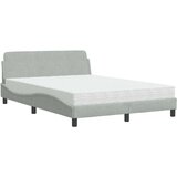 vidaXL Postelja z vzmetnico svetlo siv 140x190 cm žamet | Shoptok.si