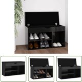 The Living Store Klop za čevlje z blazino visok sijaj črna 80x30x47 cm inž. les - Klop Za Čevlje, (21744559) | Shoptok.si