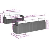  Vrtna garnitura - 8-dijelni set vrtnih sofa od poliratana s jastucima crni - Crna 1 | shoptok.hr