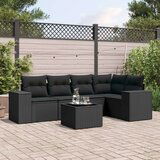  6-dijelni set vrtnih sofa s jastucima crni od poliratana | shoptok.hr