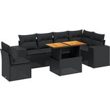 Maison Chic Seti vrtnega pohištva - Vrtna garnitura - Vrtni pohištvo set 7-delna z blazinami črn poli ratan, (21803640) | Shoptok.si