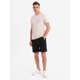 Ombre Men's printed cotton t-shirt with round neckline - beige | Shoptok.si
