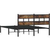 Metalni Kovinski posteljni okvir brez vzmetnice dimljen hrast 135x190cm | Shoptok.si