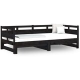  Izvlečna dnevna postelja črna trdna borovina 2x(90x190) cm, (20643985) | Shoptok.si