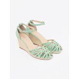Shelvt Green wedge sandals with cubic zirconia | Shoptok.si
