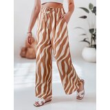 DStreet Spodnie damskie wide leg w paski ZEBRAVIBE beżowo-kamelowe | Shoptok.si