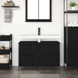 Ormarić za umivaonik s ladicama crni hrast 90x34,5x60 cm | shoptok.hr